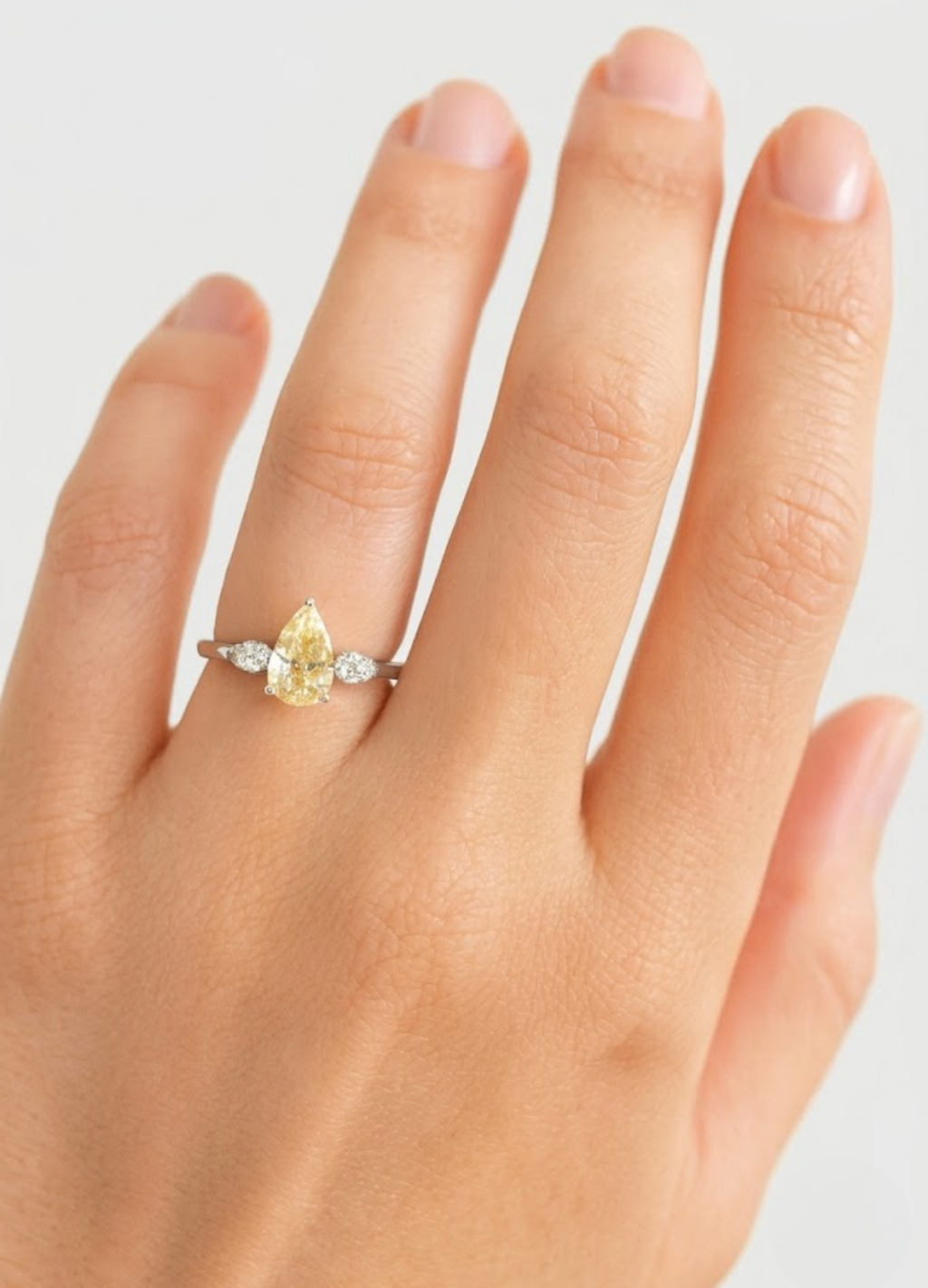 4 Ct. Fancy Yellow Lab Grown Diamond Three Stone Diamond Ring (VS)