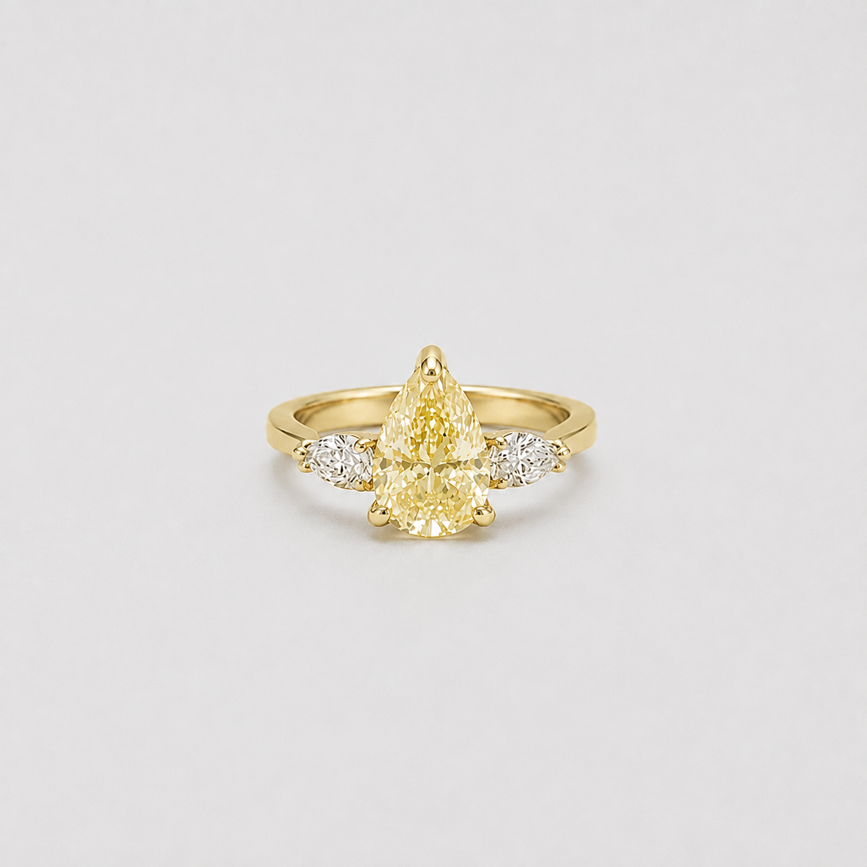 4 Ct. Fancy Yellow Lab Grown Diamond Three Stone Diamond Ring (VS)
