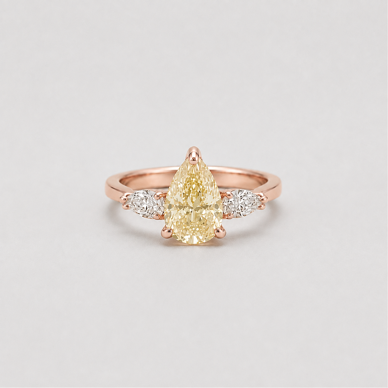 4 Ct. Fancy Yellow Lab Grown Diamond Three Stone Diamond Ring (VS)