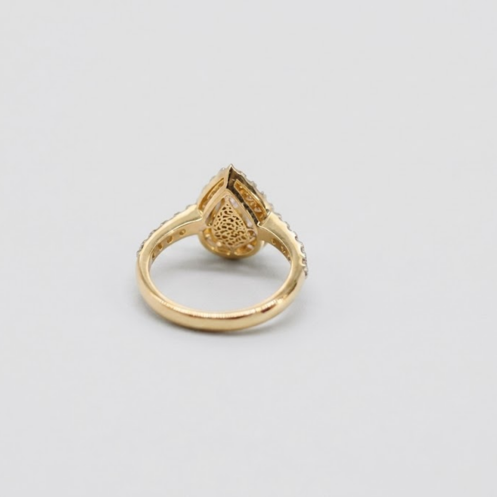 1.00tcw (VS- EF) Pear Halo Lab Grown Diamond Engagement Ring in Two Tone Gold