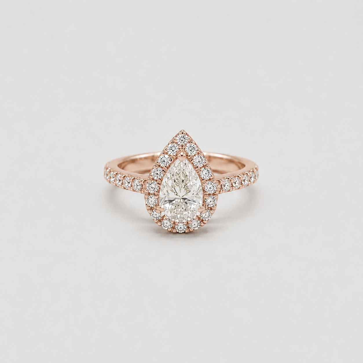 1 Ct. Pear Cut Halo Lab Grown Diamond Two Tone Ring  (VS- EF)