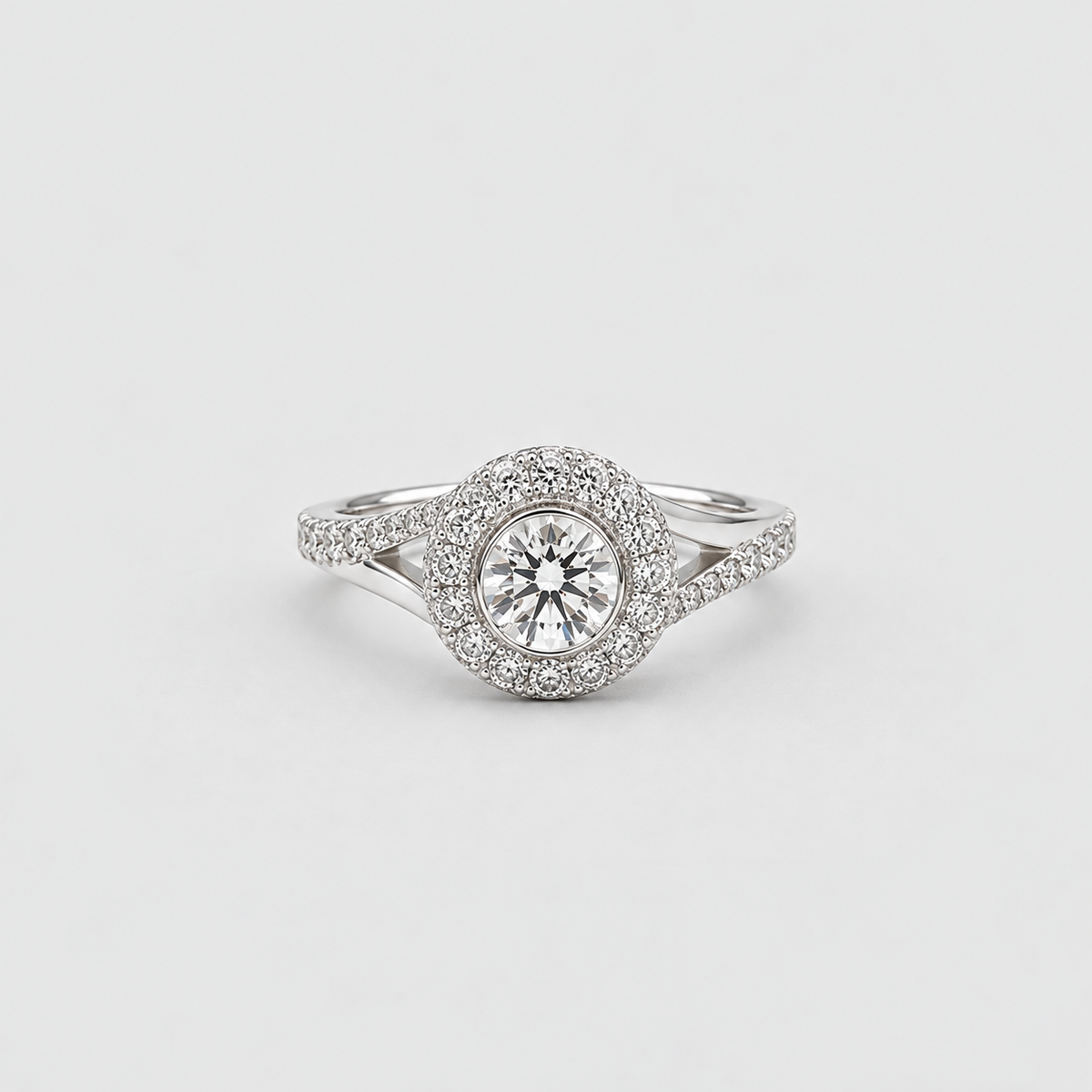 1 Ct. Double Halo Lab Grown Diamond Engagement Ring (VS- EF)