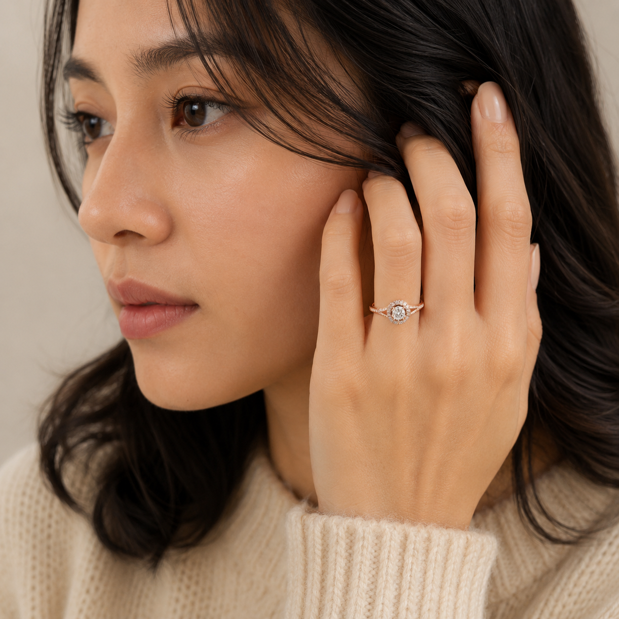 1 Ct. Double Halo Lab Grown Diamond Engagement Ring (VS- EF)