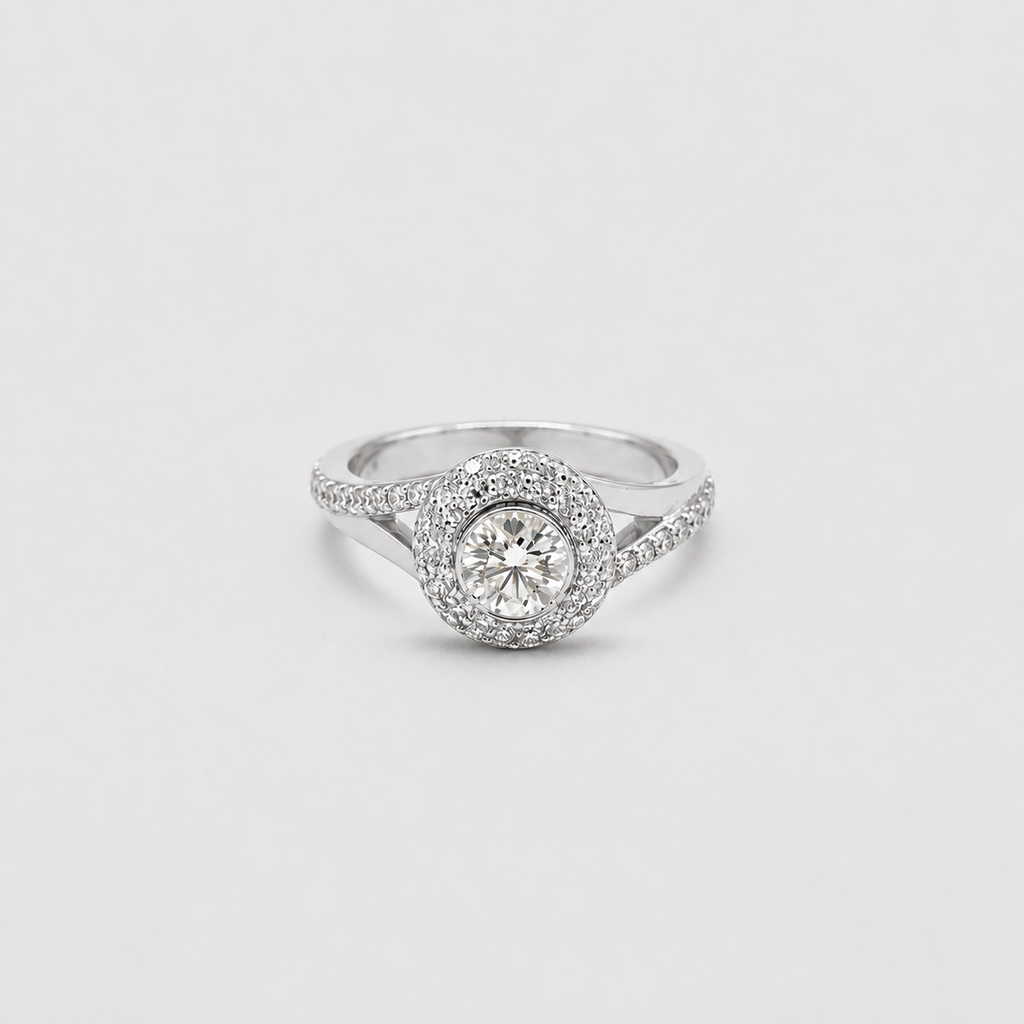 1 Ct. Double Halo Lab Grown Diamond Engagement Ring (VS- EF)