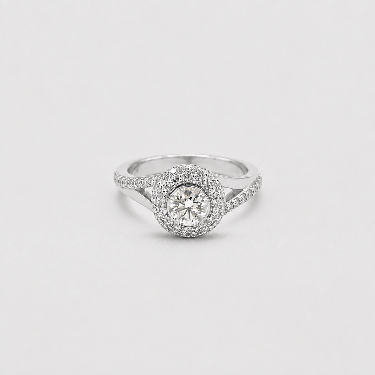 1 Ct. Double Halo Lab Grown Diamond Engagement Ring (VS- EF)