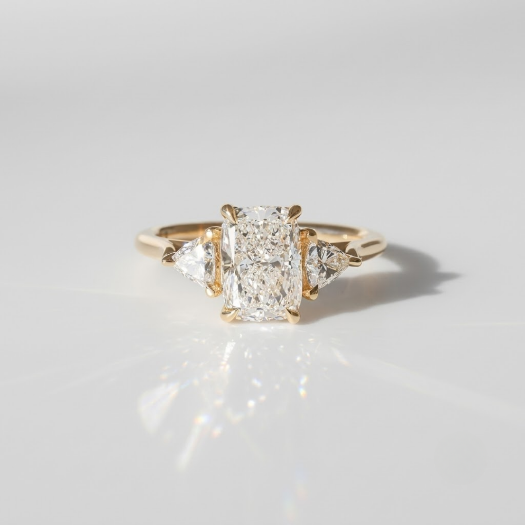 2 Ct. Lab-Grown Diamond Three Stone Radiant Cut Ring (VS-EF)