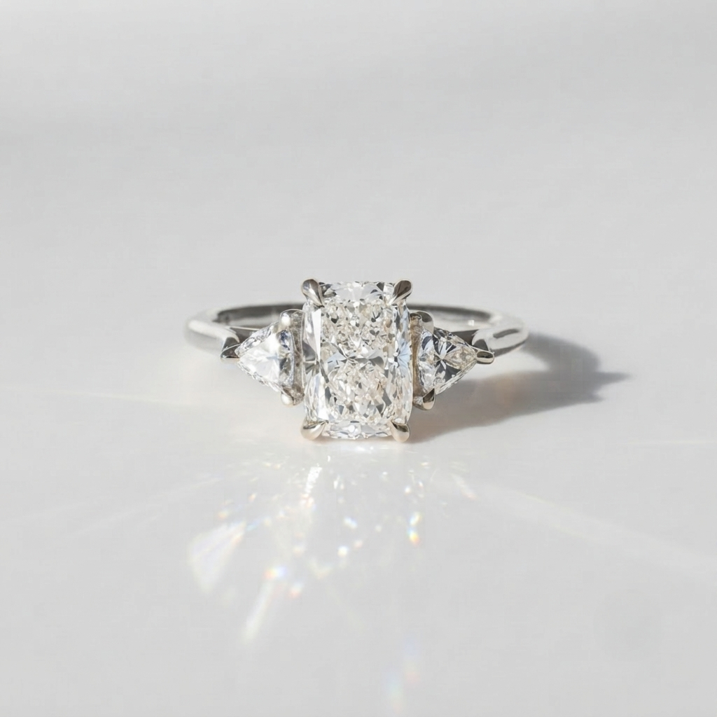 2 Ct. Lab-Grown Diamond Three Stone Radiant Cut Ring (VS-EF)