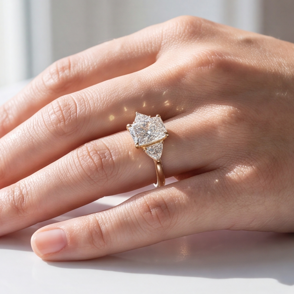 2 Ct. Lab-Grown Diamond Three Stone Radiant Cut Ring (VS-EF)