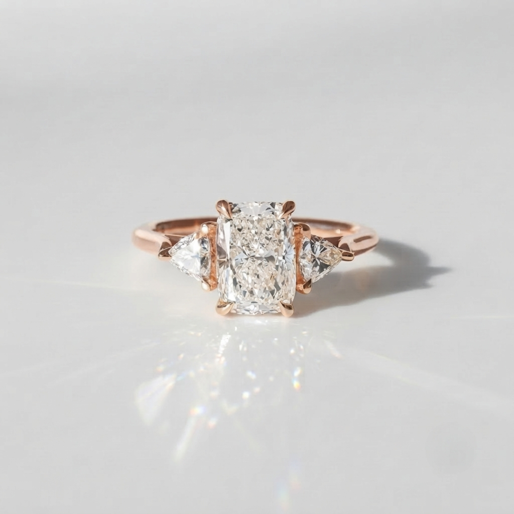 2 Ct. Lab-Grown Diamond Three Stone Radiant Cut Ring (VS-EF)