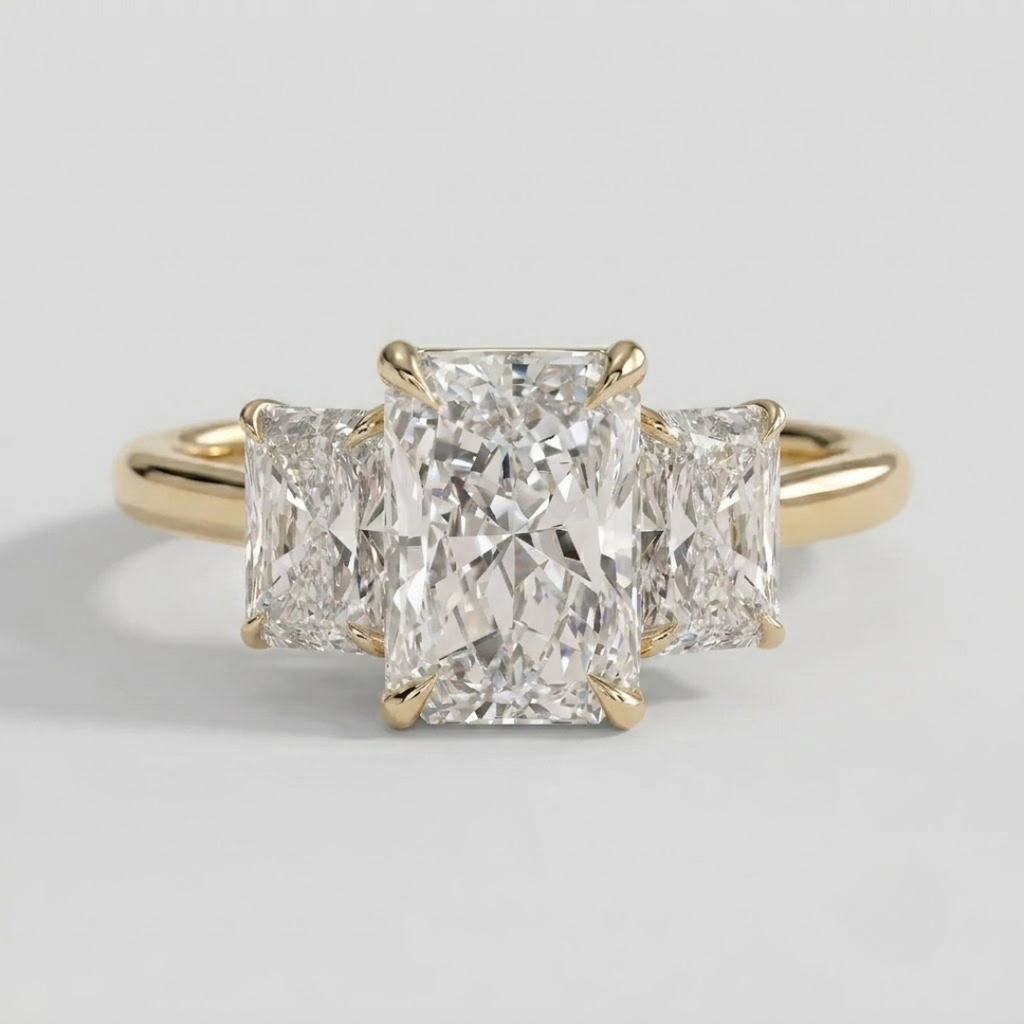6 Ct. Lab-Grown Diamond Radiant Cut Three Stone Ring (VS-EF)