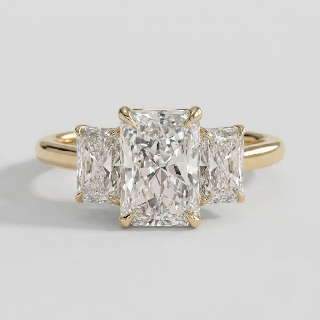 6 Ct. Lab-Grown Diamond Radiant Cut Three Stone Ring (VS-EF)