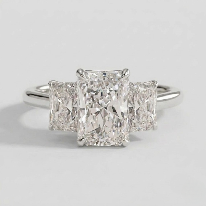 6 Ct. Lab-Grown Diamond Radiant Cut Three Stone Ring (VS-EF)