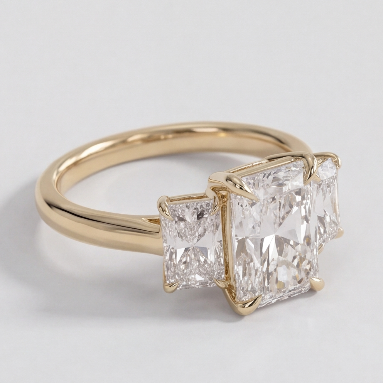 6 Ct. Lab-Grown Diamond Radiant Cut Three Stone Ring (VS-EF)