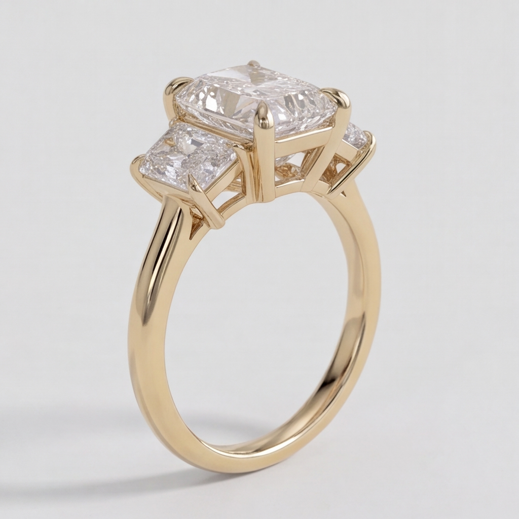 6 Ct. Lab-Grown Diamond Radiant Cut Three Stone Ring (VS-EF)