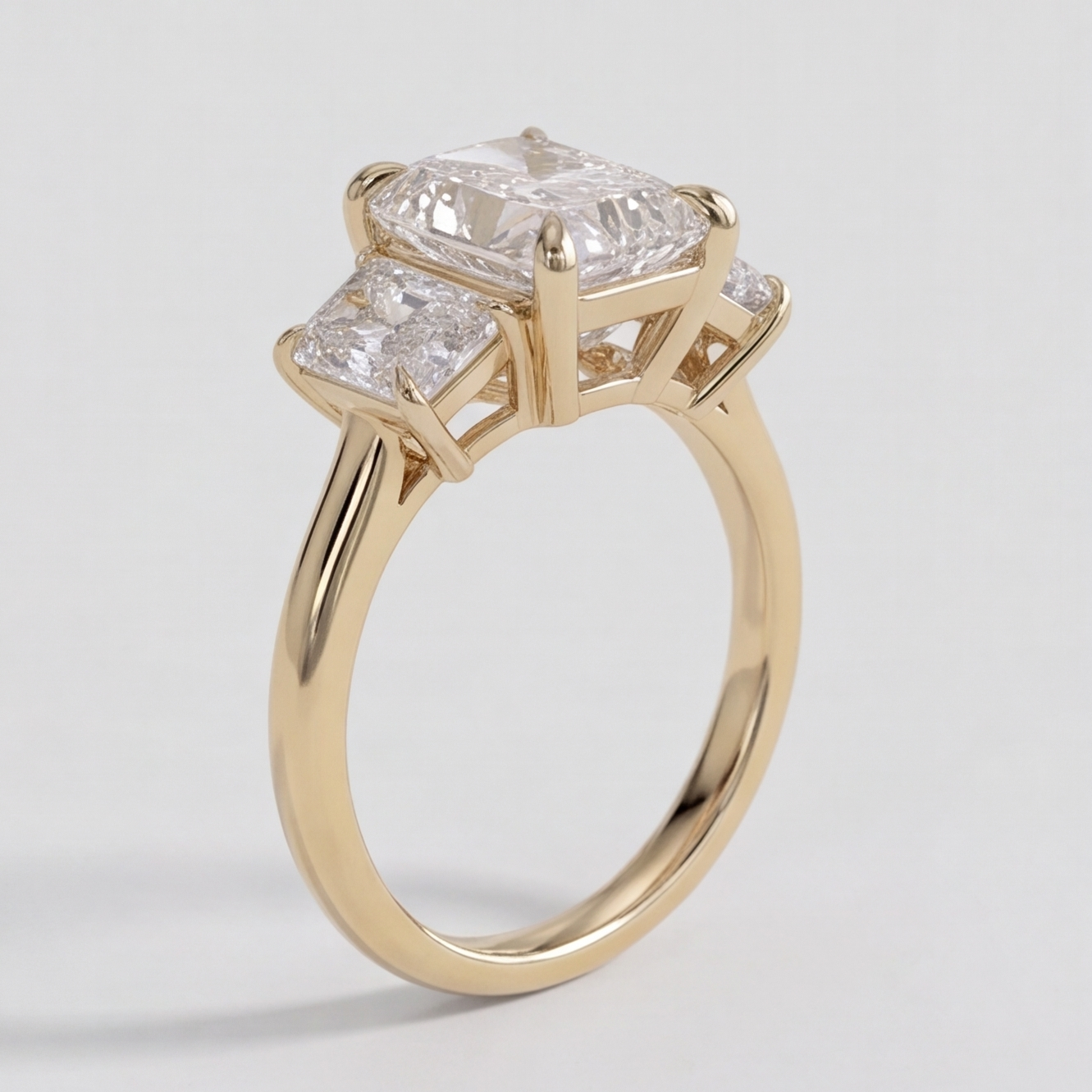 6 Ct. Lab-Grown Diamond Radiant Cut Three Stone Ring (VS-EF)
