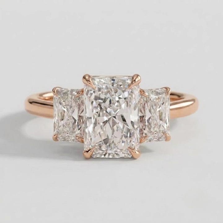 6 Ct. Lab-Grown Diamond Radiant Cut Three Stone Ring (VS-EF)