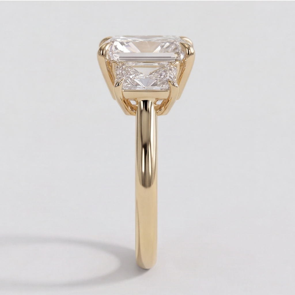 6 Ct. Lab-Grown Diamond Radiant Cut Three Stone Ring (VS-EF)