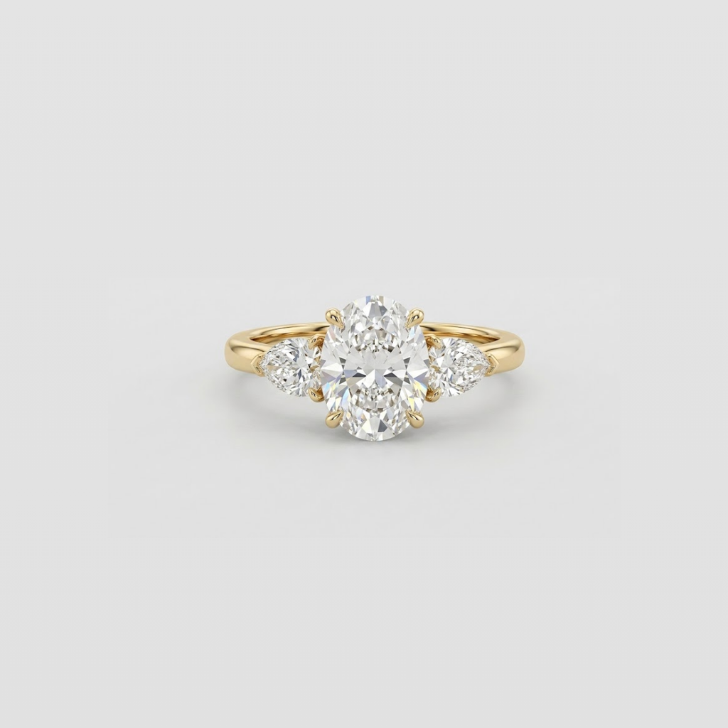 1.5 Ct. Lab-Grown Diamond Three Stone Oval Cut Ring (VS-EF)