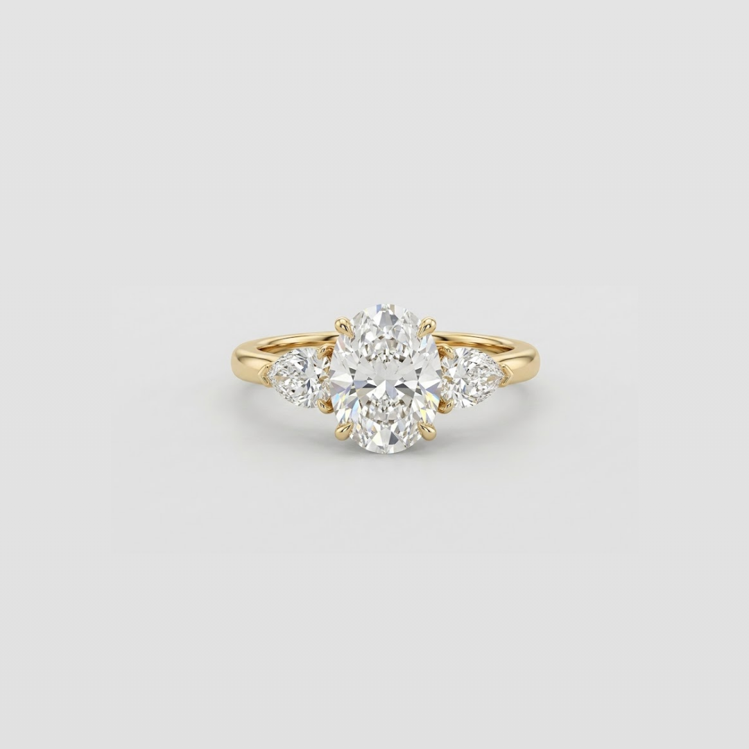 1.5 Ct. Lab-Grown Diamond Three Stone Oval Cut Ring (VS-EF)