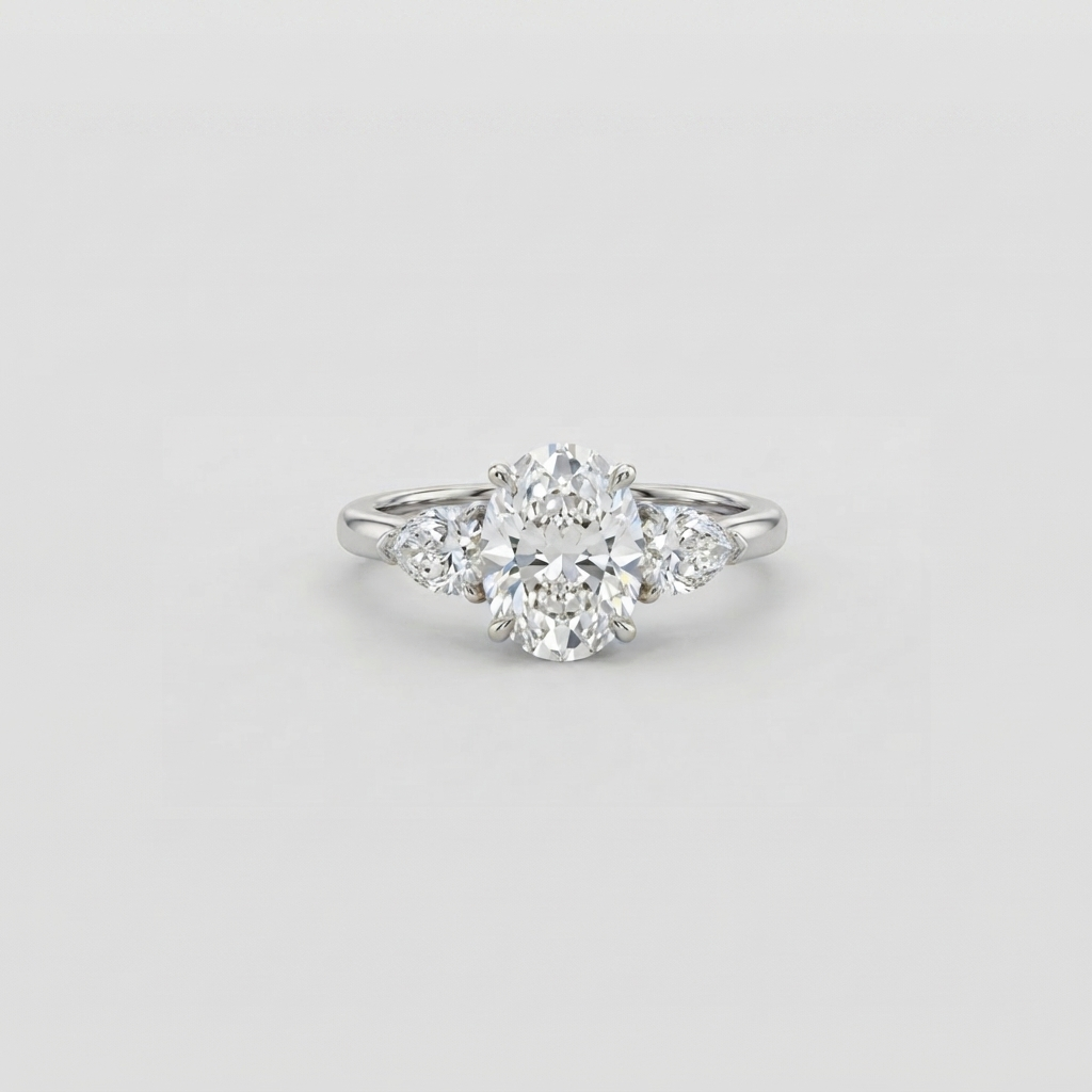 1.5 Ct. Lab-Grown Diamond Three Stone Oval Cut Ring (VS-EF)