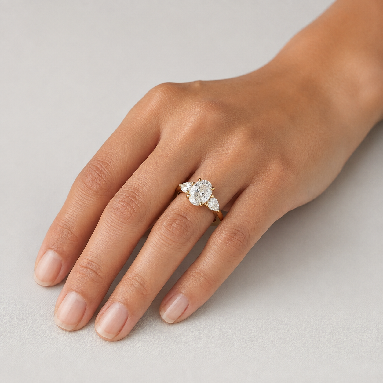 1.5 Ct. Lab-Grown Diamond Three Stone Oval Cut Ring (VS-EF)
