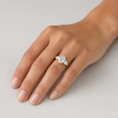 1.5 Ct. Lab-Grown Diamond Three Stone Oval Cut Ring (VS-EF)