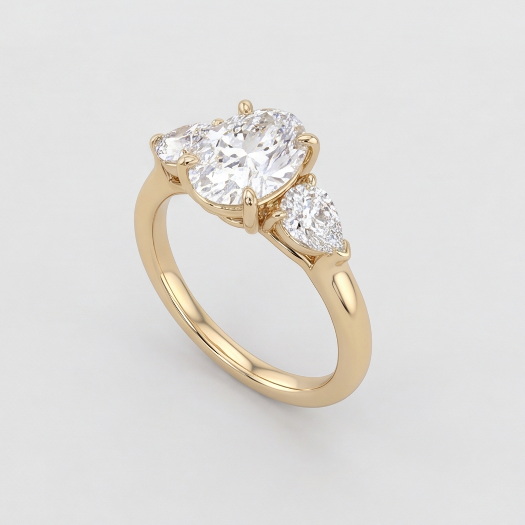 1.5 Ct. Lab-Grown Diamond Three Stone Oval Cut Ring (VS-EF)