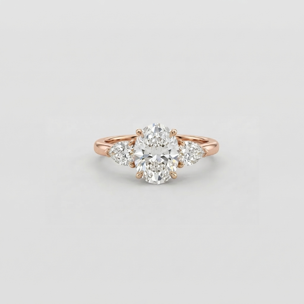 1.5 Ct. Lab-Grown Diamond Three Stone Oval Cut Ring (VS-EF)
