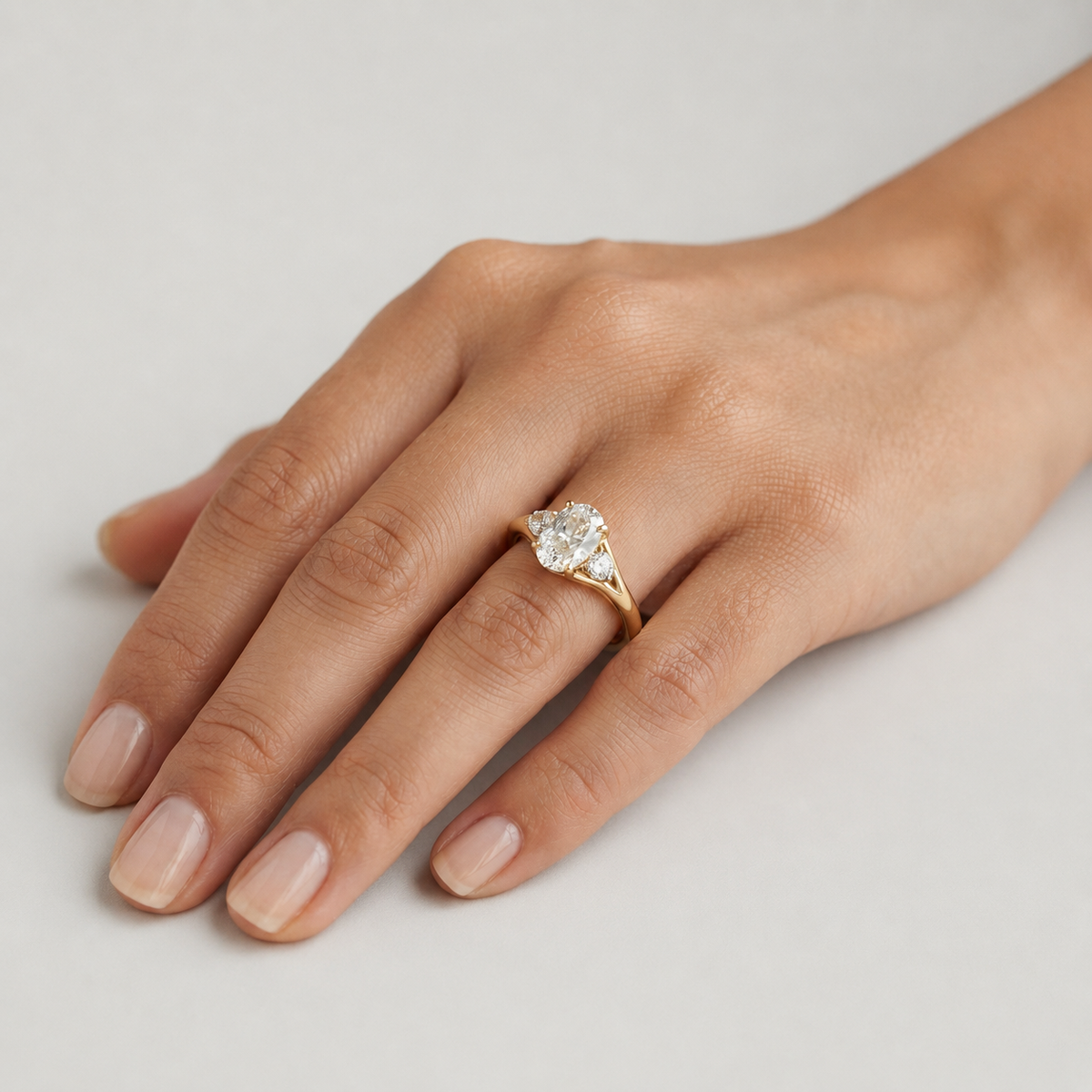 1.2 Ct. Lab-Grown Diamond Three Stone Diamond Oval Cut Ring (VS-EF)