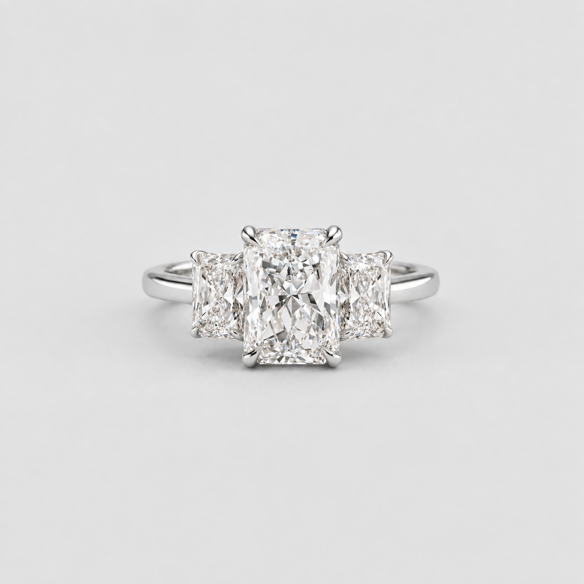 6 Ct. Lab-Grown Diamond Radiant Cut Three Stone Ring (VS-EF)