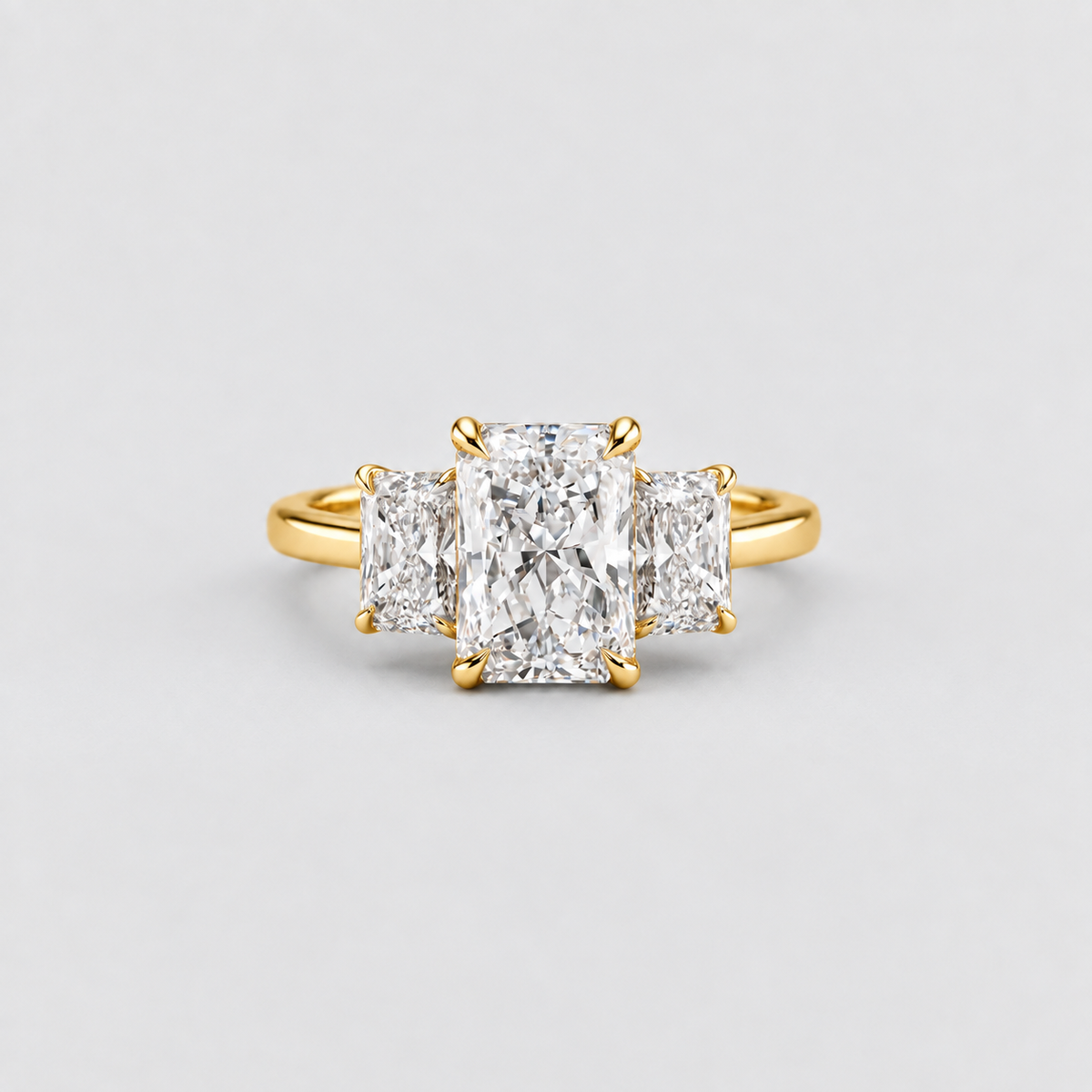 6 Ct. Lab-Grown Diamond Radiant Cut Three Stone Ring (VS-EF)