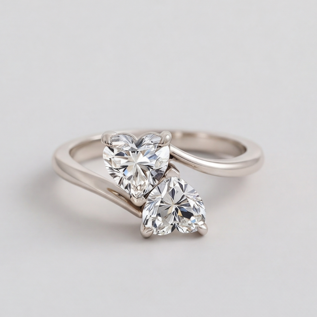 2 Ct. Lab Grown Diamond Toi-Et-Moi Ring (VS-EF) Heart Cut