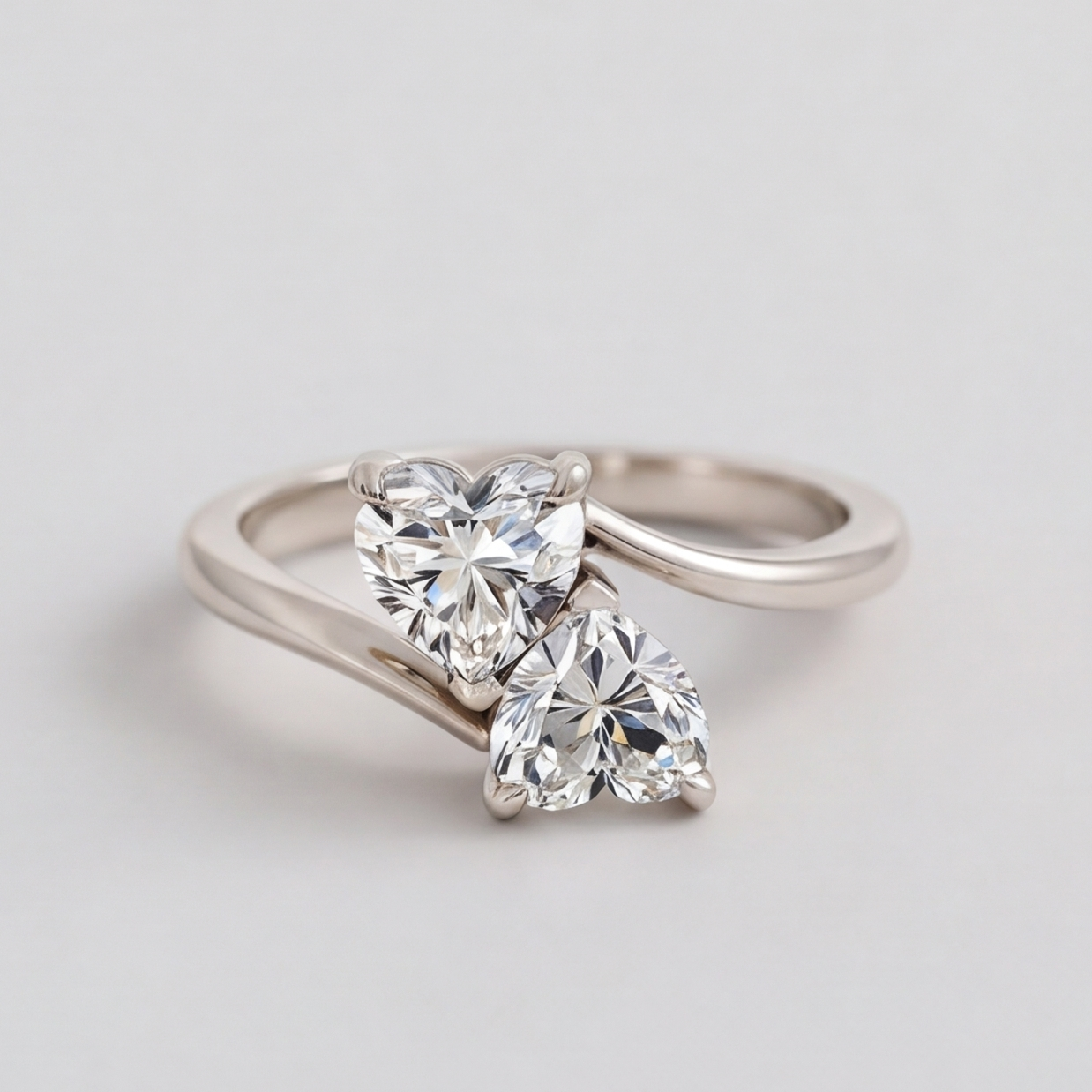 2 Ct. Lab Grown Diamond Toi-Et-Moi Ring (VS-EF) Heart Cut