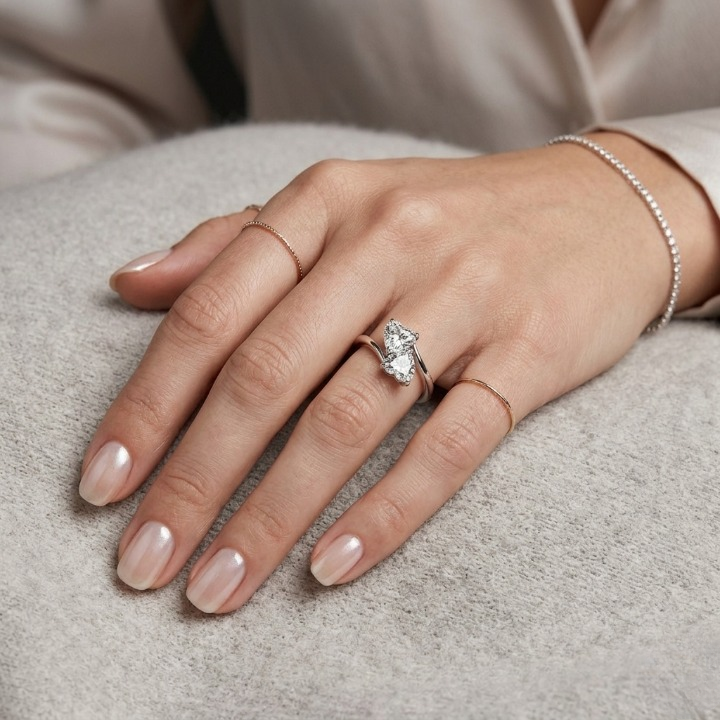 2 Ct. Lab Grown Diamond Toi-Et-Moi Ring (VS-EF) Heart Cut