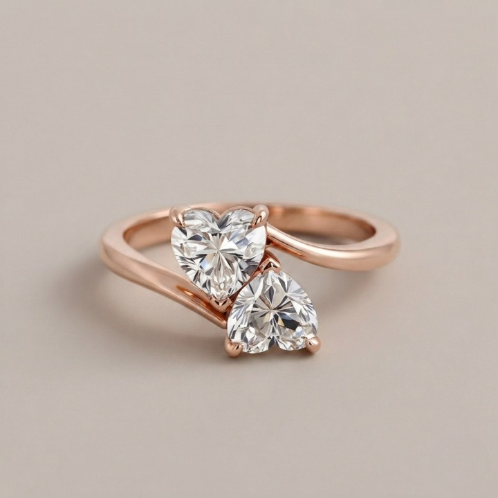2 Ct. Lab Grown Diamond Toi-Et-Moi Ring (VS-EF) Heart Cut