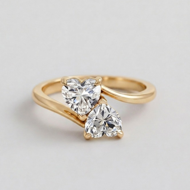 2 Ct. Lab Grown Diamond Toi-Et-Moi Ring (VS-EF) Heart Cut