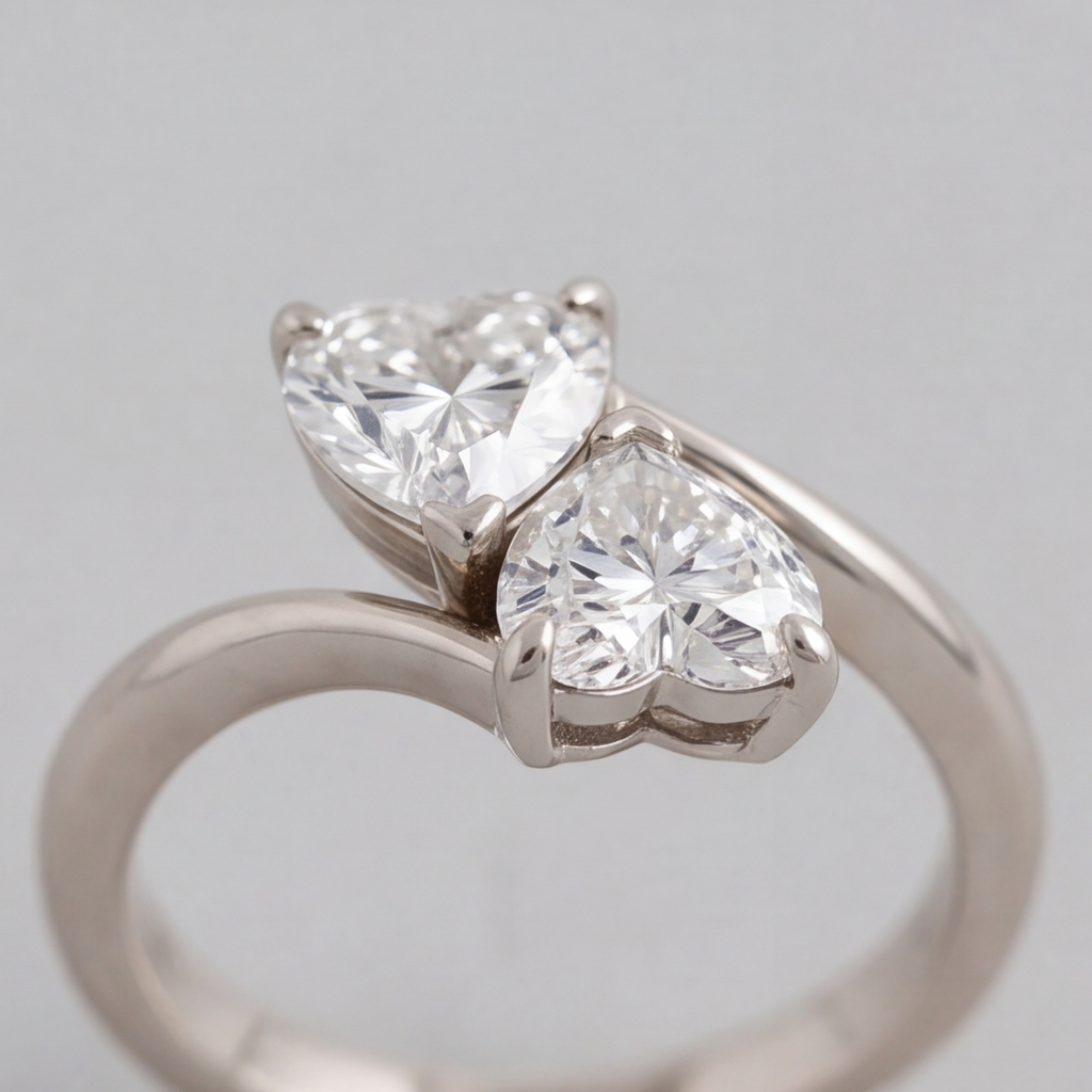 2 Ct. Lab Grown Diamond Toi-Et-Moi Ring (VS-EF) Heart Cut