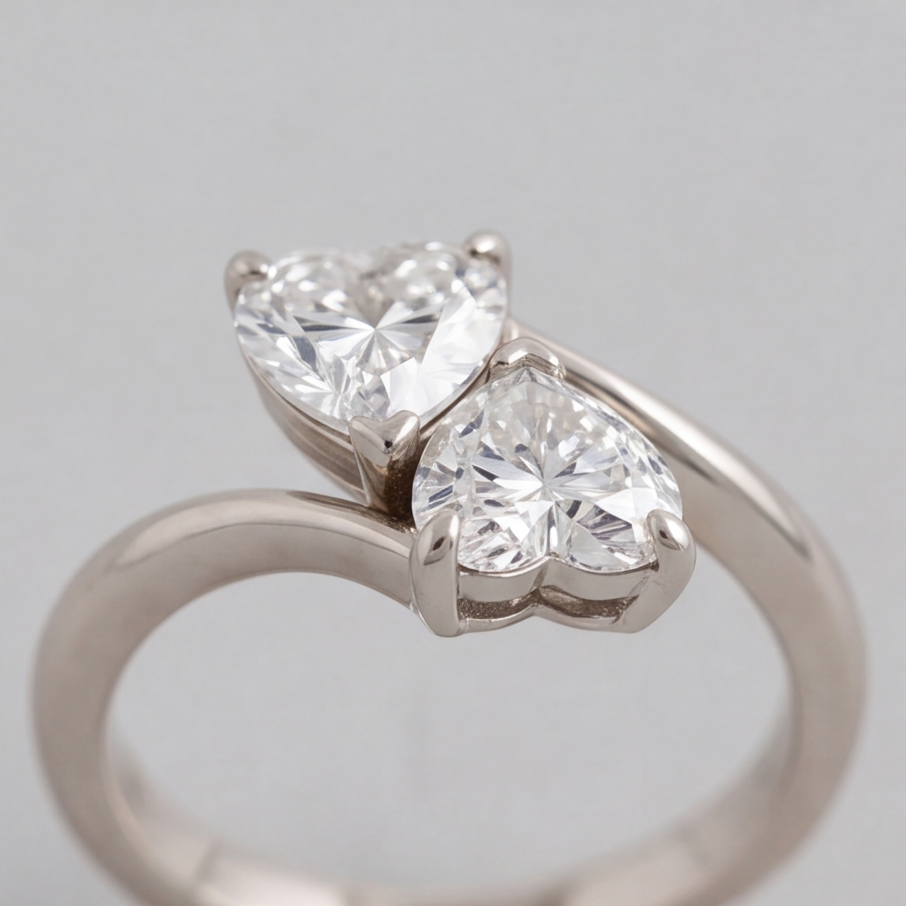 2 Ct. Lab Grown Diamond Toi-Et-Moi Ring (VS-EF) Heart Cut