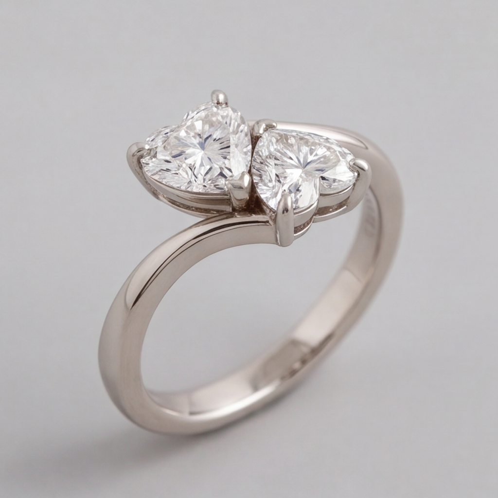 2 Ct. Lab Grown Diamond Toi-Et-Moi Ring (VS-EF) Heart Cut