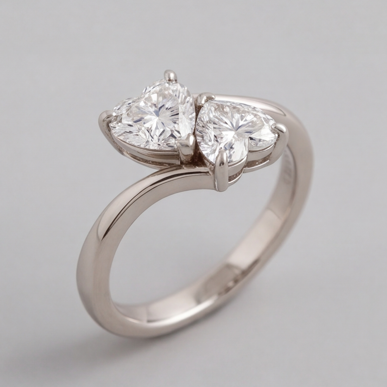 2 Ct. Lab Grown Diamond Toi-Et-Moi Ring (VS-EF) Heart Cut