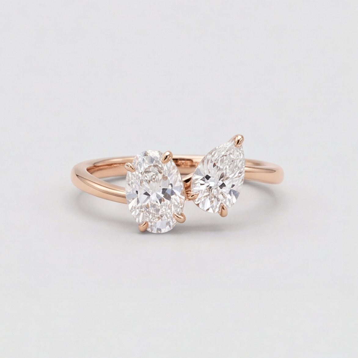 2 Ct. Lab-Grown Diamond Pear & Oval Cut Toi et Moi Ring (VS-EF)