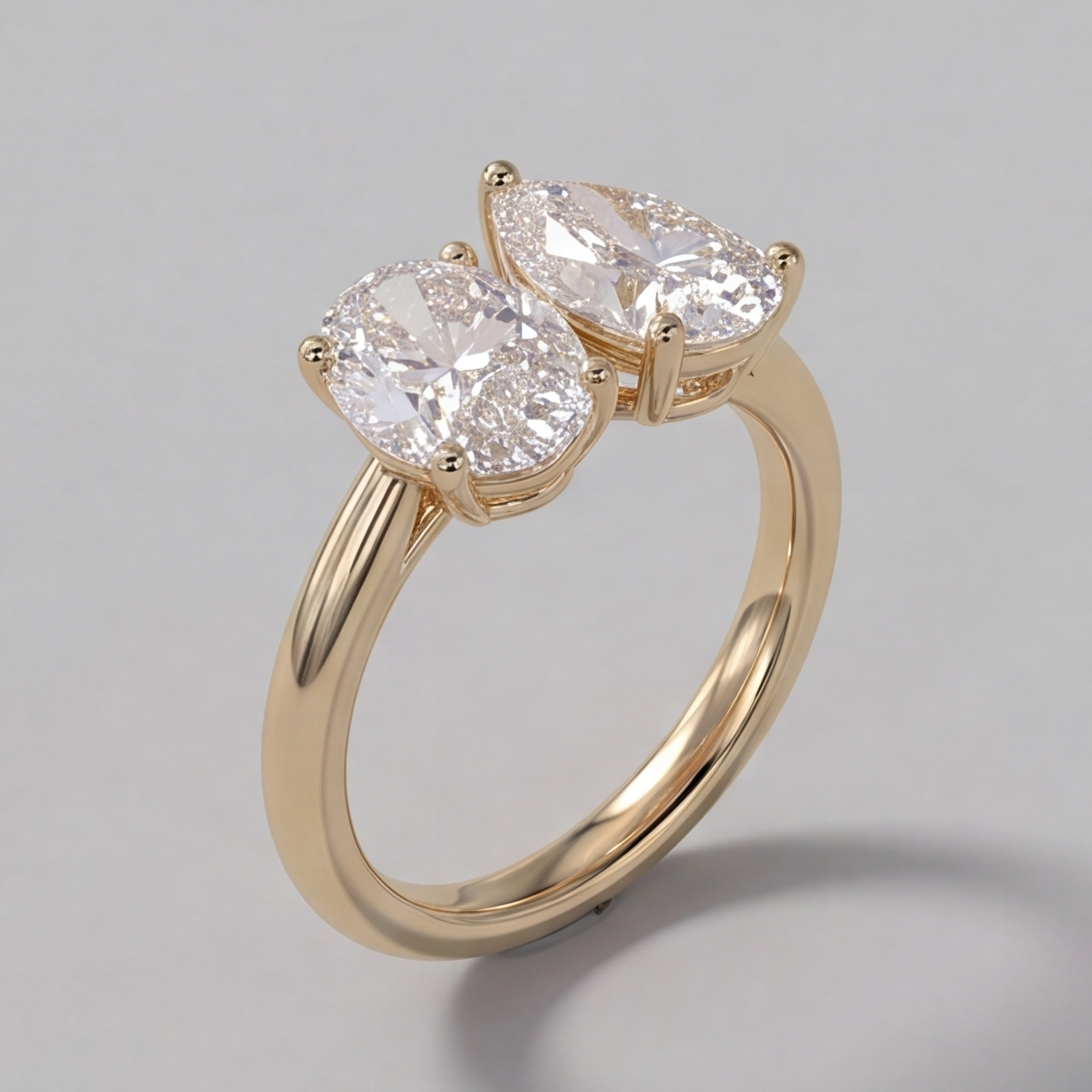 4 Ct. Lab-Grown Diamond Toi et Moi Oval & Pear Cut Ring (VS-EF)