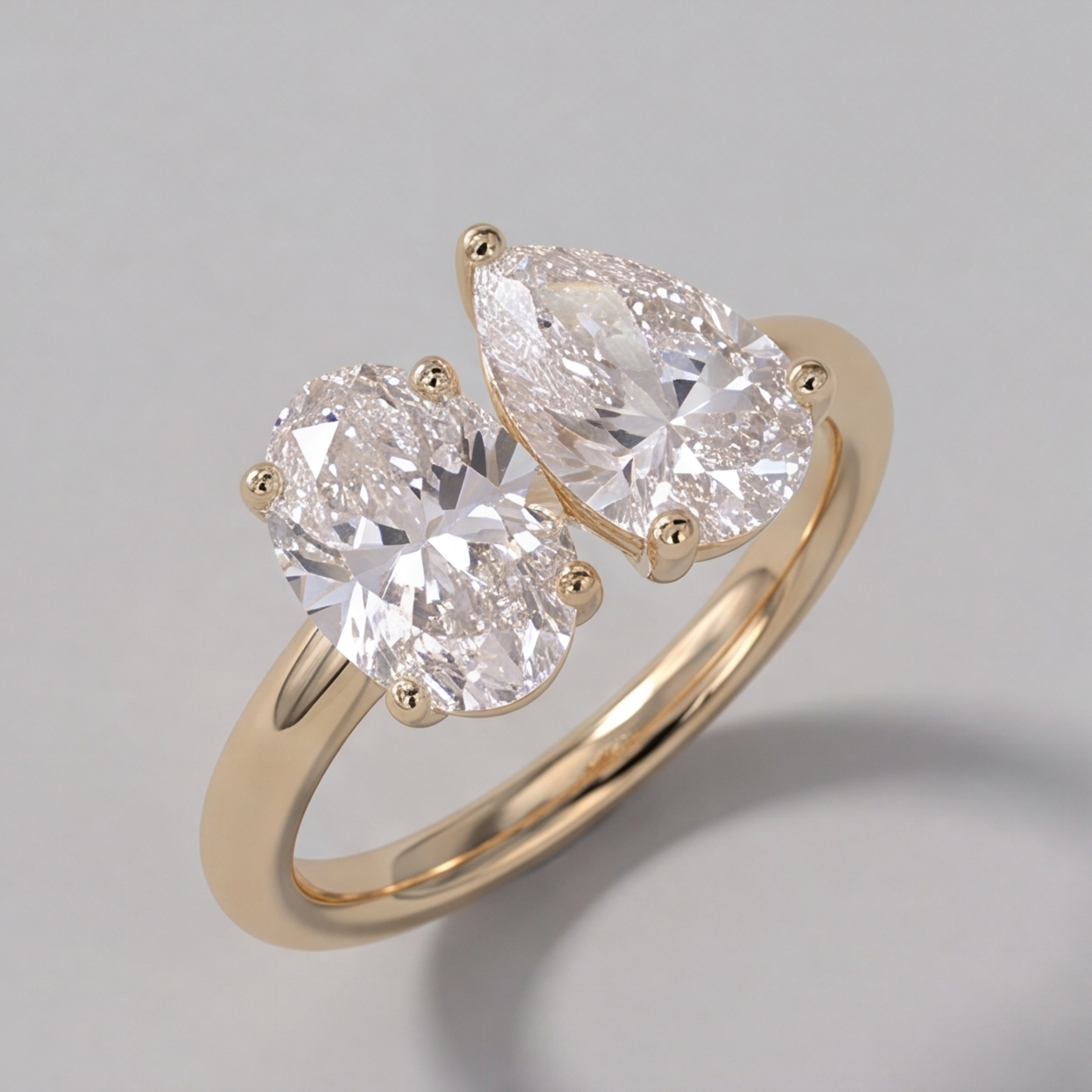 4 Ct. Lab-Grown Diamond Toi et Moi Oval & Pear Cut Ring (VS-EF)