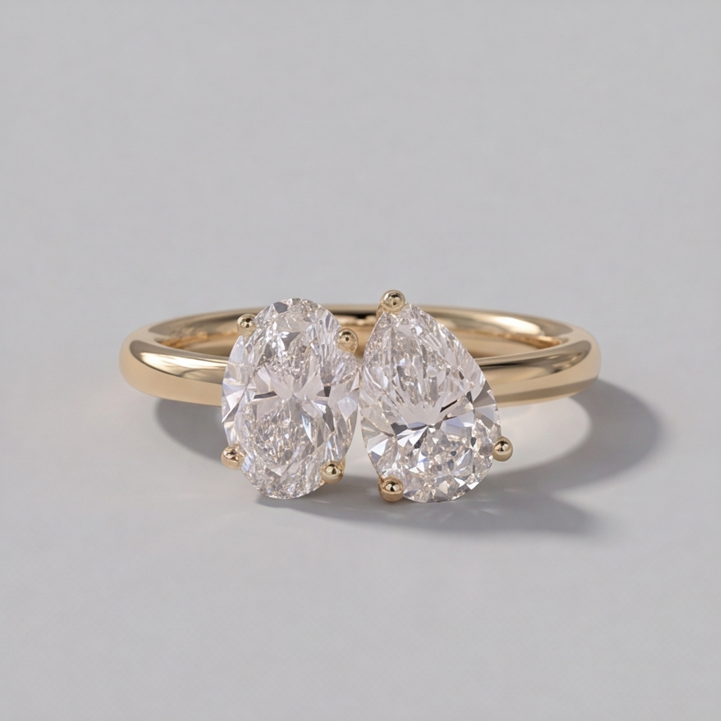 4 Ct. Lab-Grown Diamond Toi et Moi Oval & Pear Cut Ring (VS-EF)