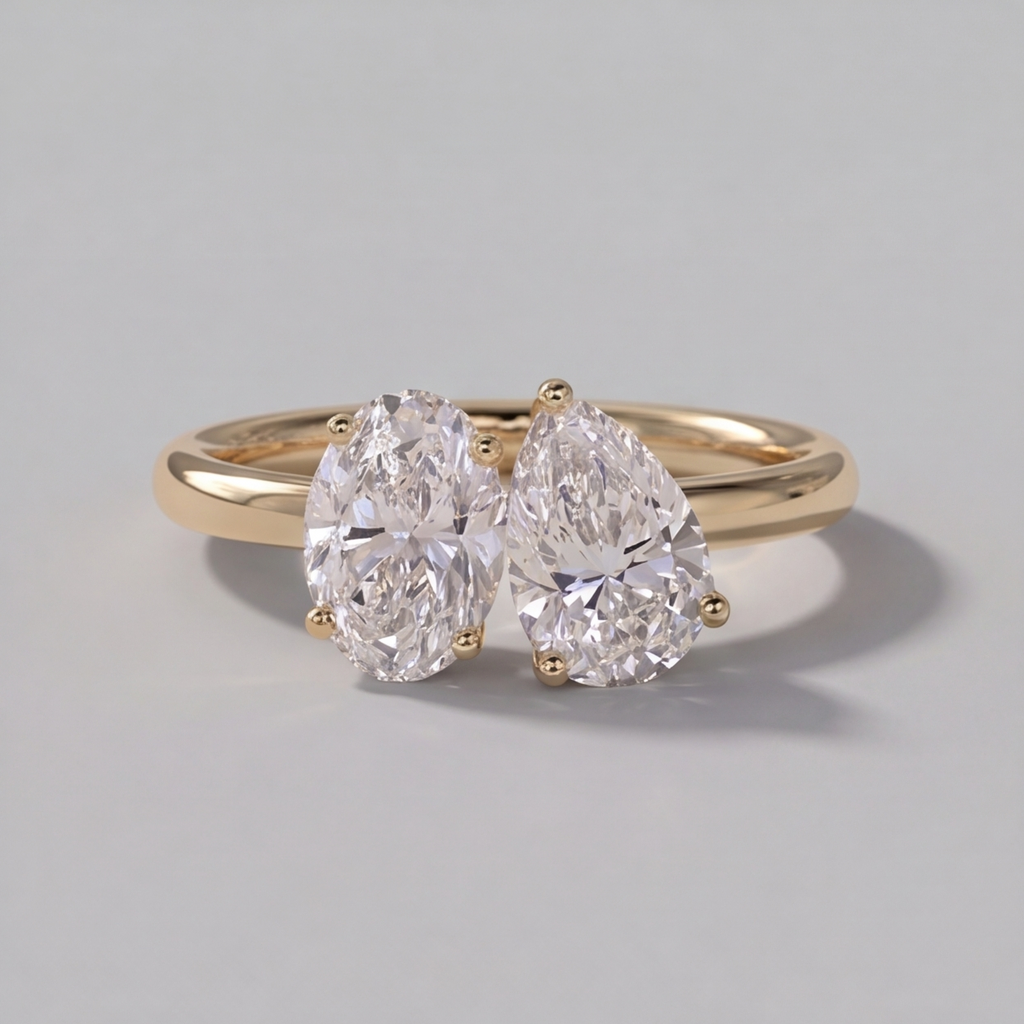 4 Ct. Lab-Grown Diamond Toi et Moi Oval & Pear Cut Ring (VS-EF)