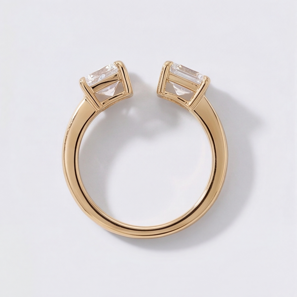 1 Ct. Lab-Grown Diamond Toi et Moi Heart & Emerald Cut Ring (VS-EF)