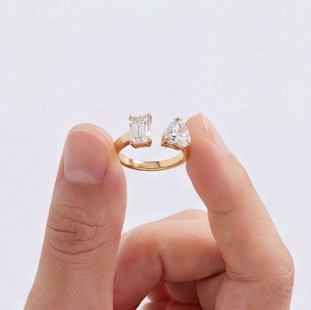 1 Ct. Lab-Grown Diamond Toi et Moi Heart & Emerald Cut Ring (VS-EF)