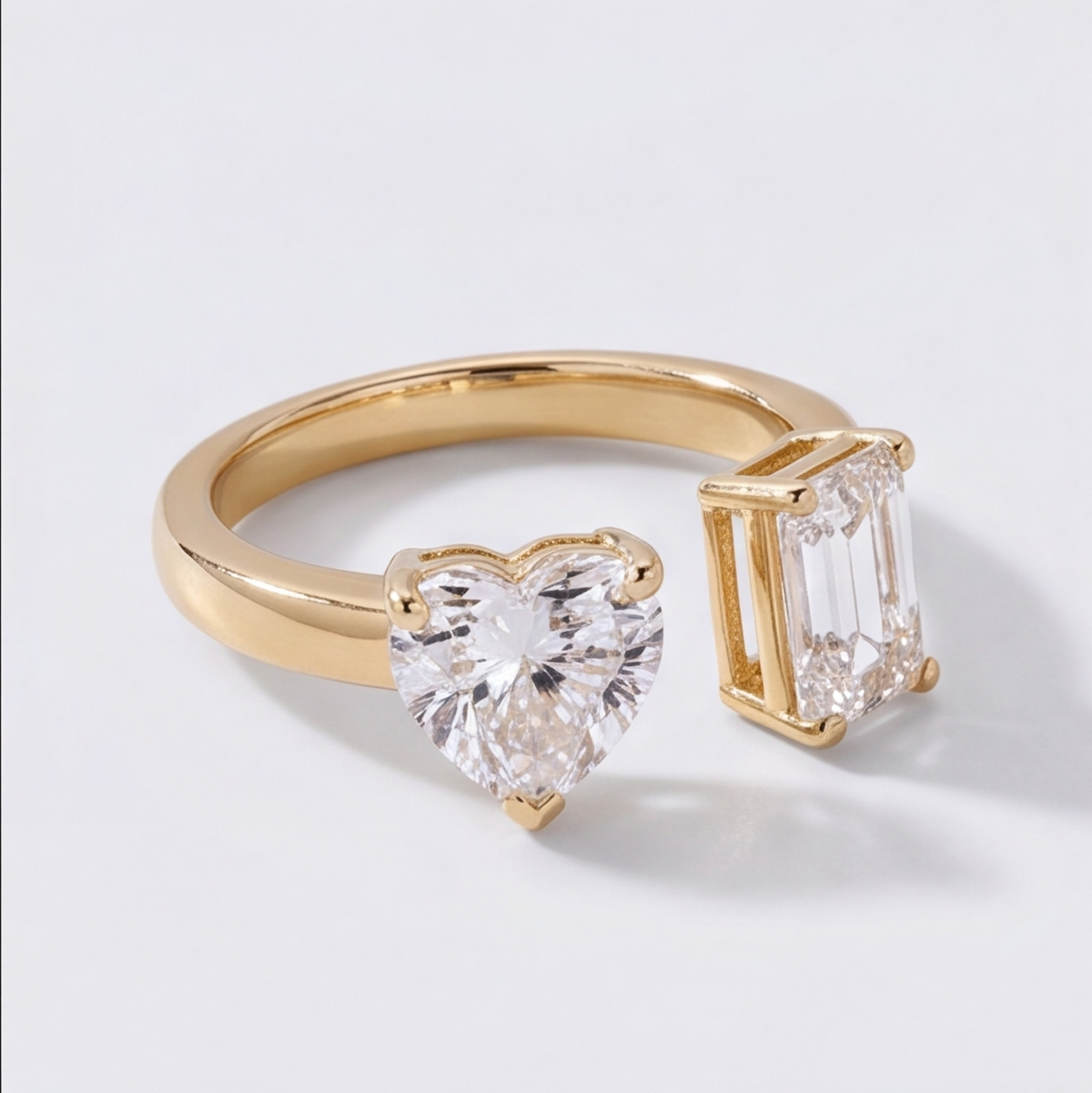 1 Ct. Lab-Grown Diamond Toi et Moi Heart & Emerald Cut Ring (VS-EF)