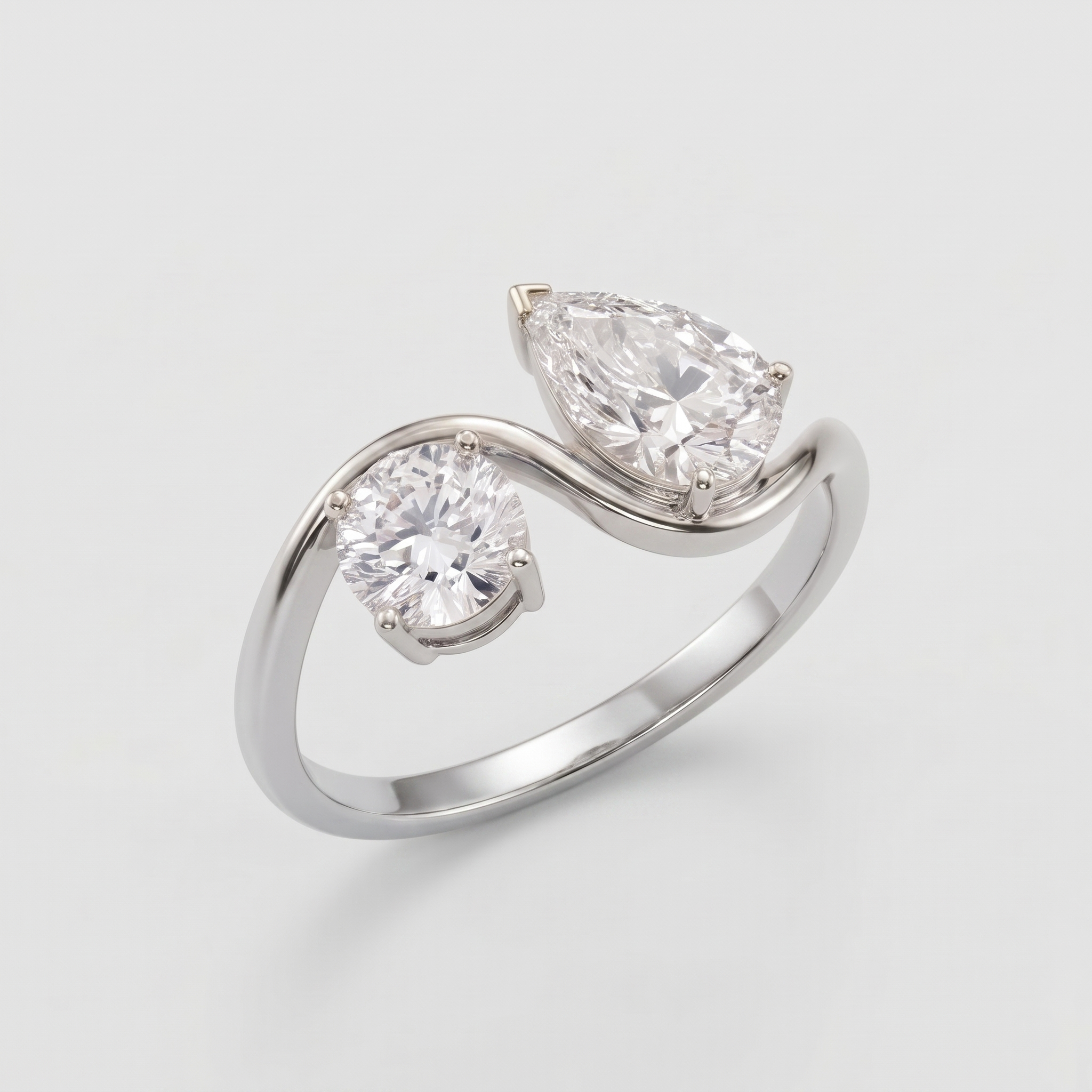 1 Ct. Lab-Grown Diamond Toi et Moi Round & Pear Cut Ring (VS-EF)