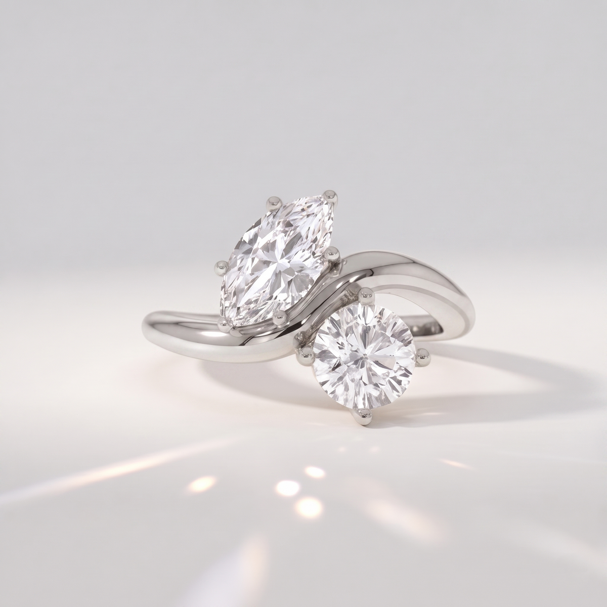 3.5 Ct. Lab-Grown Diamond Toi et Moi Marquise & Round Cut Ring (VS-EF)